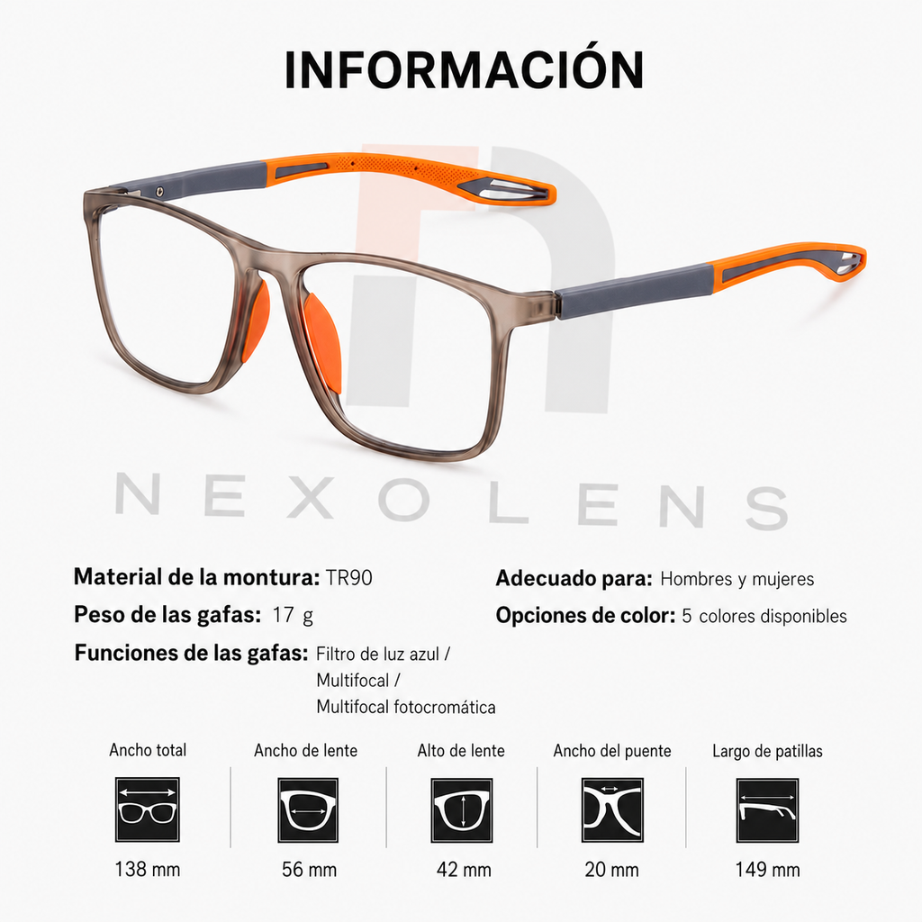 Gafas multifocales Nexolens™ — Visión de cerca y de lejos en un solo par