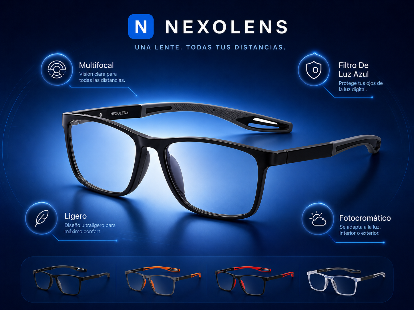 Beneficios de las gafas Nexolens: multifocal, luz azul, ligero y fotocromático